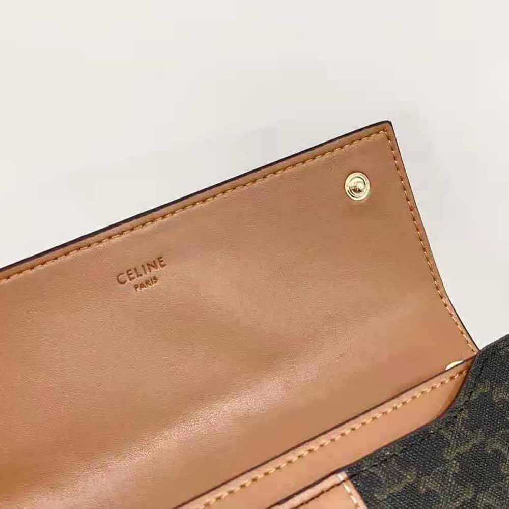 Celine Women Large Flap Wallet in Triomphe Canvas and Lambskin - image 9