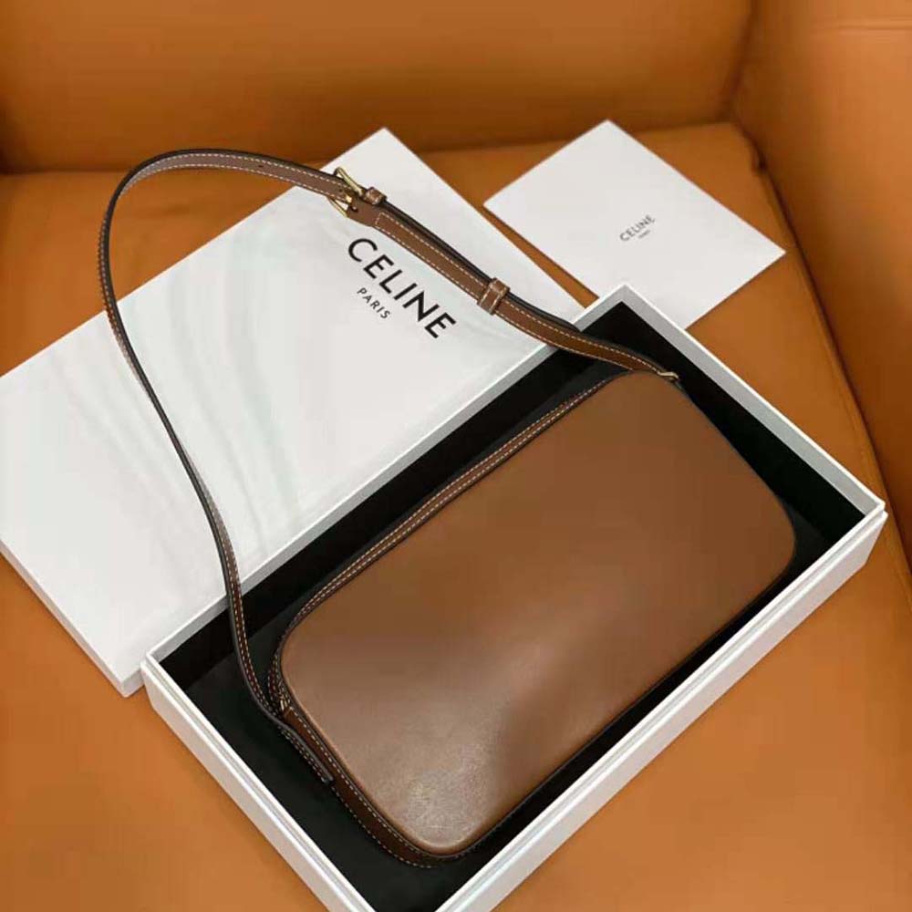 Side profile showcasing smooth calfskin texture on Celine Women Mini Camera Shoulder Bag