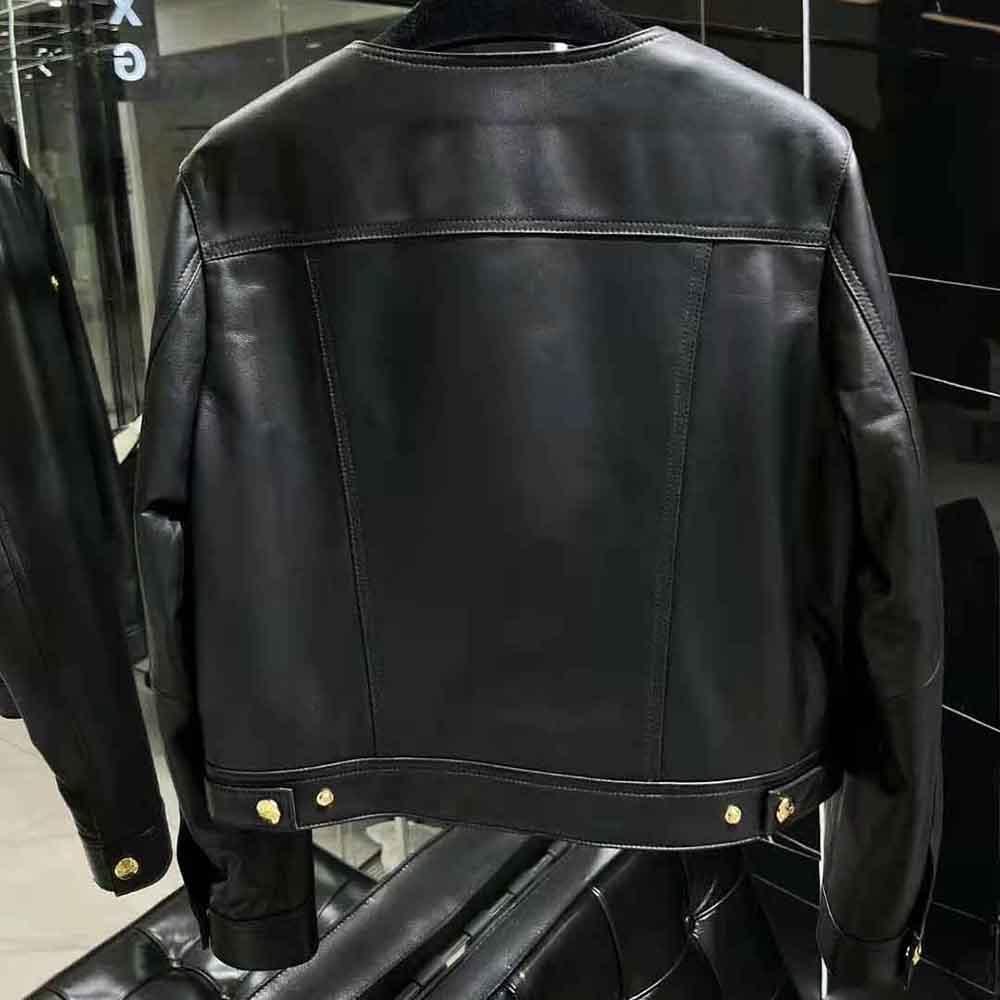 Celine Women Scoop Neck Trucker Jacket in Soft Lambskin - image 5