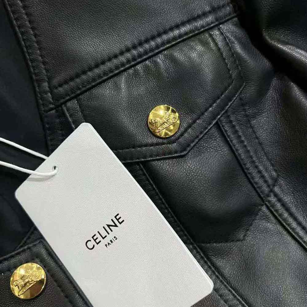 Celine Women Scoop Neck Trucker Jacket in Soft Lambskin - image 10
