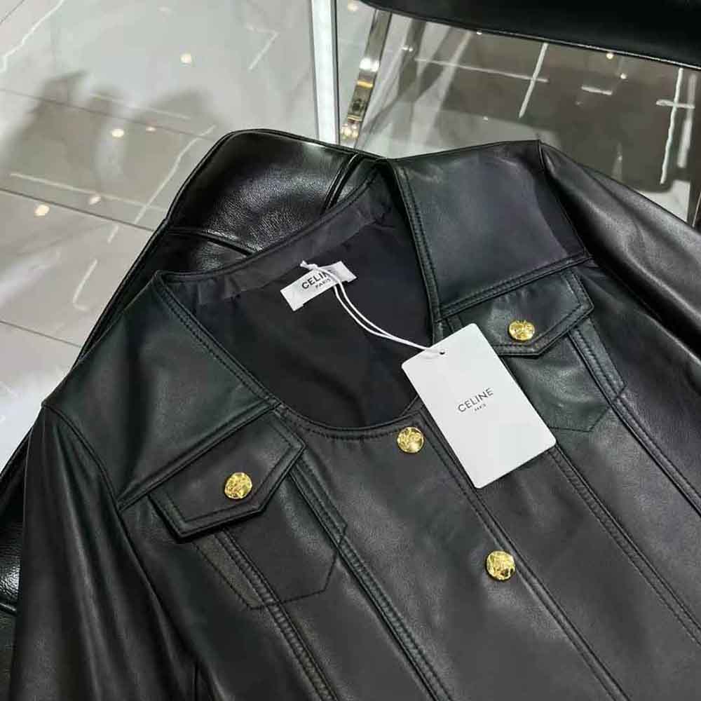 Celine Women Scoop Neck Trucker Jacket in Soft Lambskin - image 6