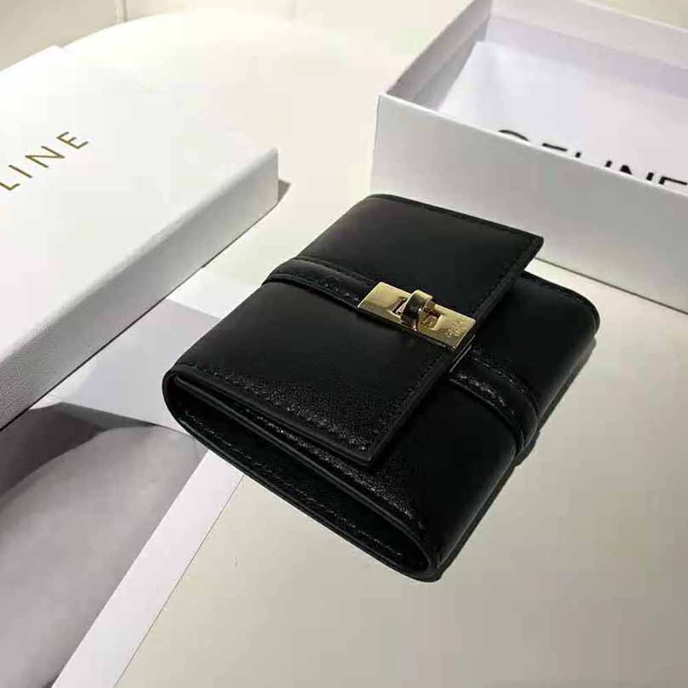 Close-up of gold zipper and hardware on Celine Women Small Wallet 16