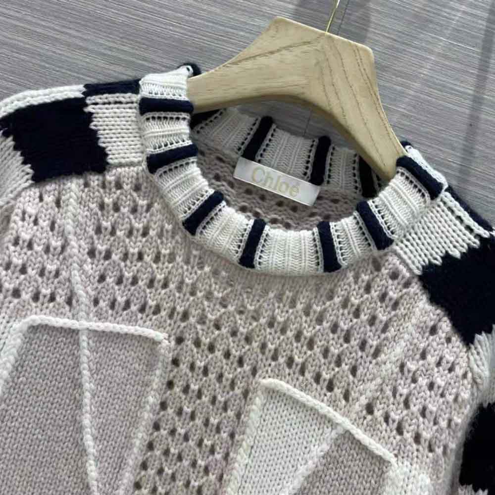 Chloe Women Graphic Knit Sweater-Beige - image 5