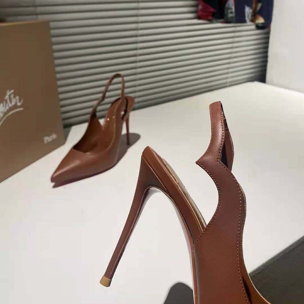 Christian Louboutin Women Hot Chick Sling 100 mm Heel Height-Tan - image 7