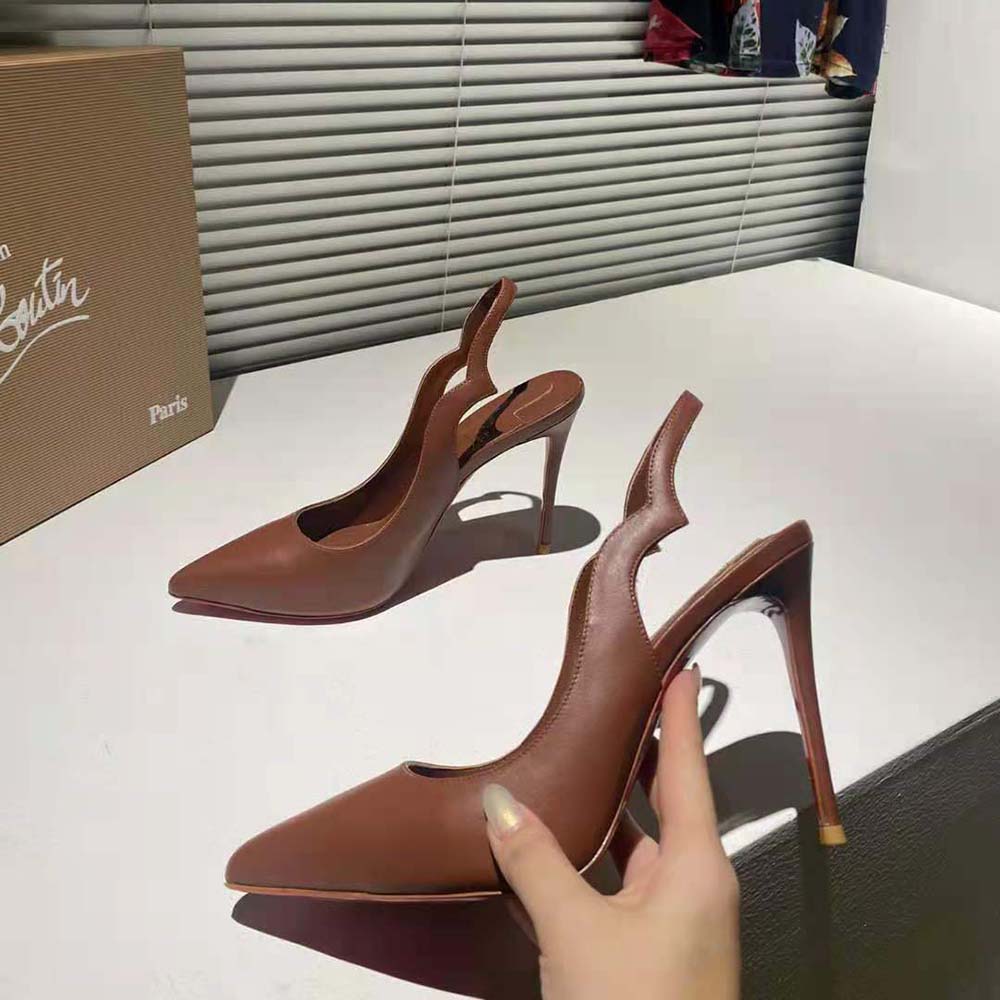 Christian Louboutin Women Hot Chick Sling 100 mm Heel Height-Tan - image 6