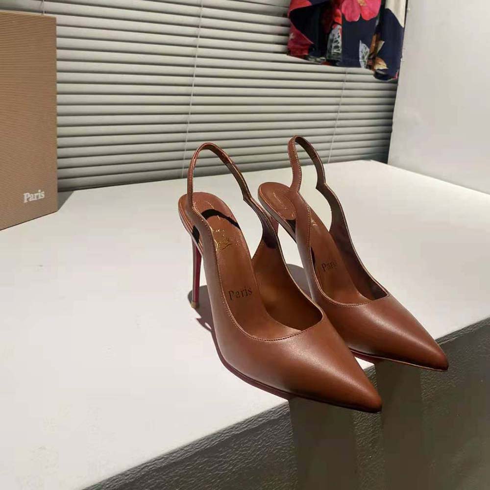 Back view showing adjustable slingback strap on Christian Louboutin Women Hot Chick Sling