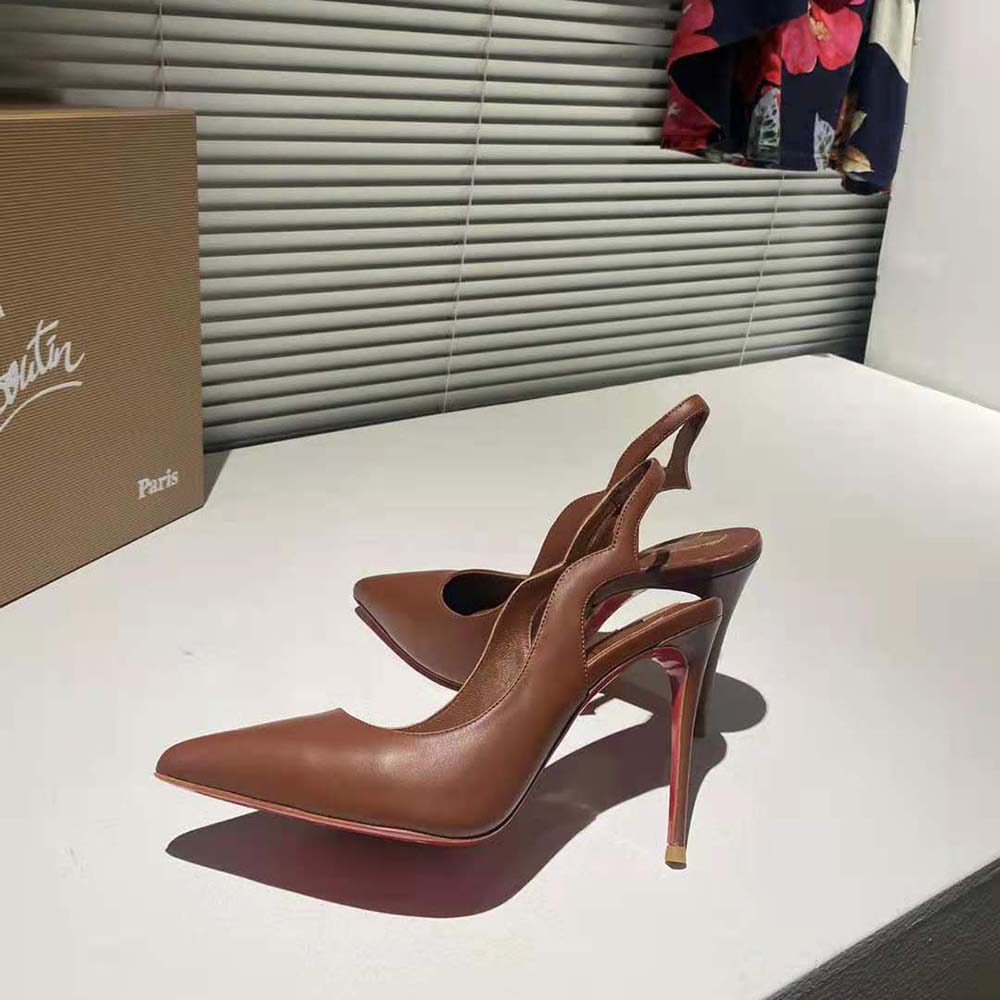 Christian Louboutin Women Hot Chick Sling 100 mm Heel Height-Tan - image 4