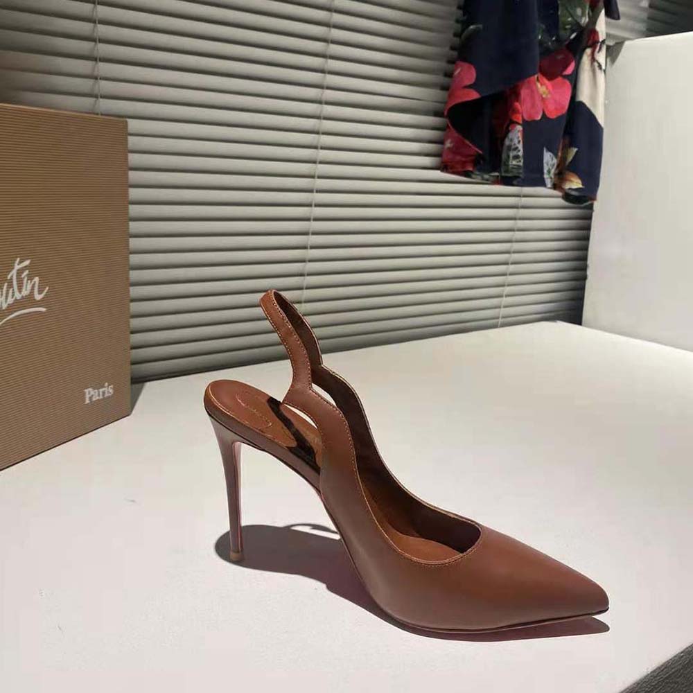 Christian Louboutin Women Hot Chick Sling 100 mm Heel Height-Tan - image 5