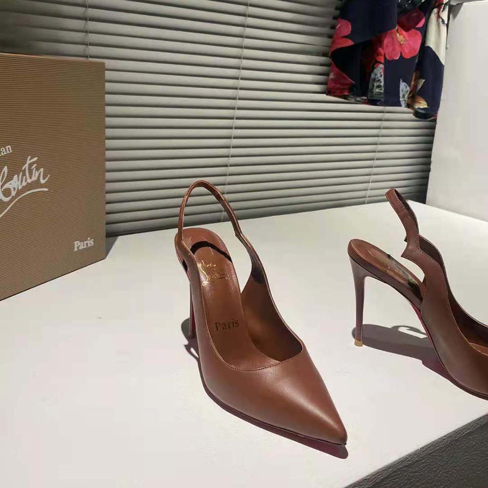 Christian Louboutin Women Hot Chick Sling 100 mm Heel Height-Tan - image 8