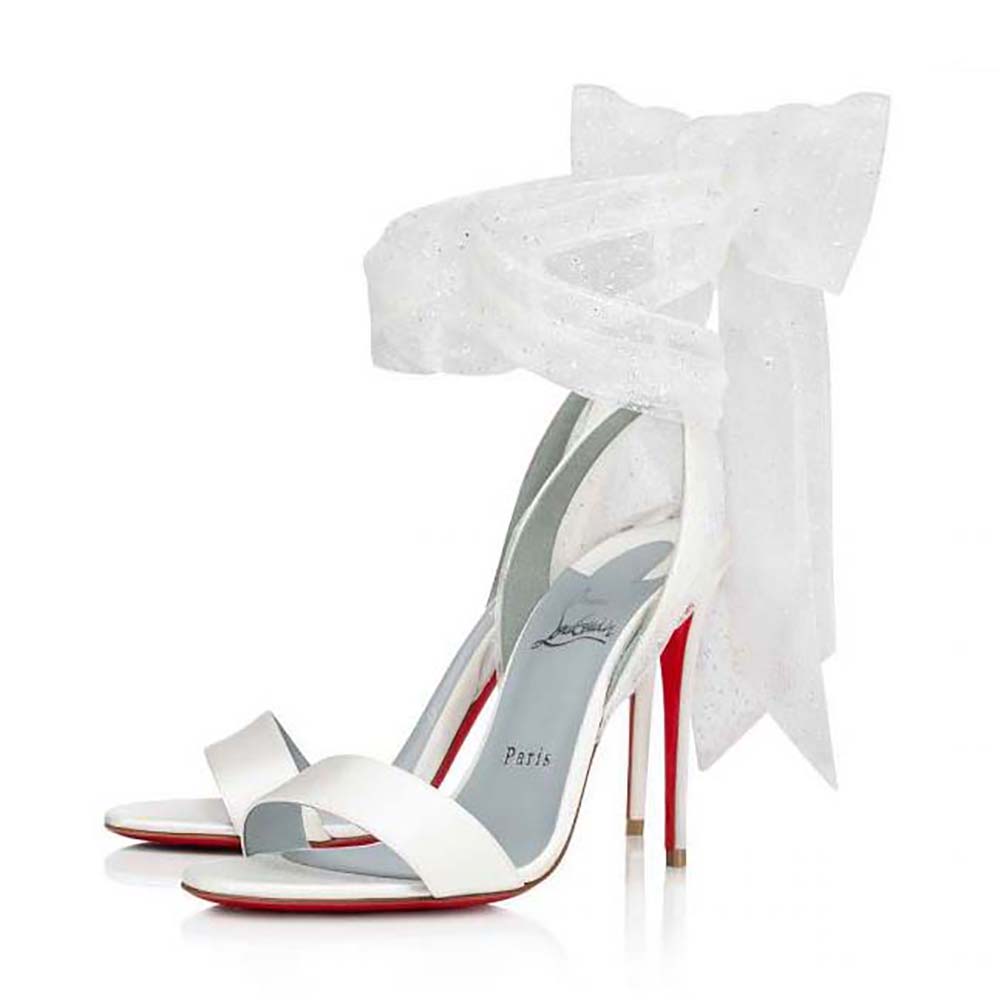 Side profile of Christian Louboutin Women Sandale Du Désert 100 mm Heel Height-White