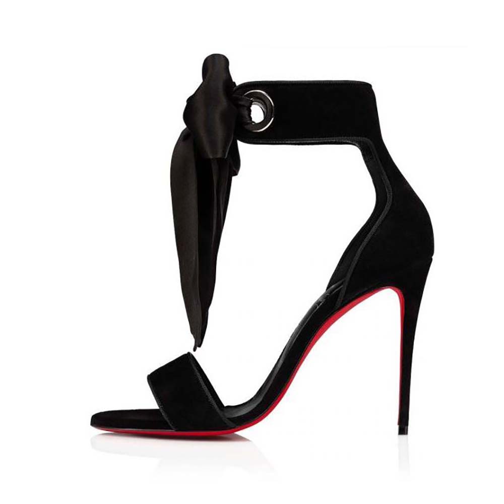 Side profile of Christian Louboutin Women Torrida 100 mm Heel Height-Black sandal