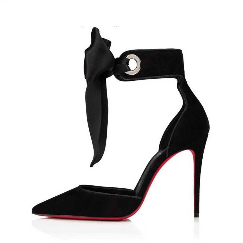 Side view of Christian Louboutin Women Torrida Pump 100 mm-Black showing silhouette