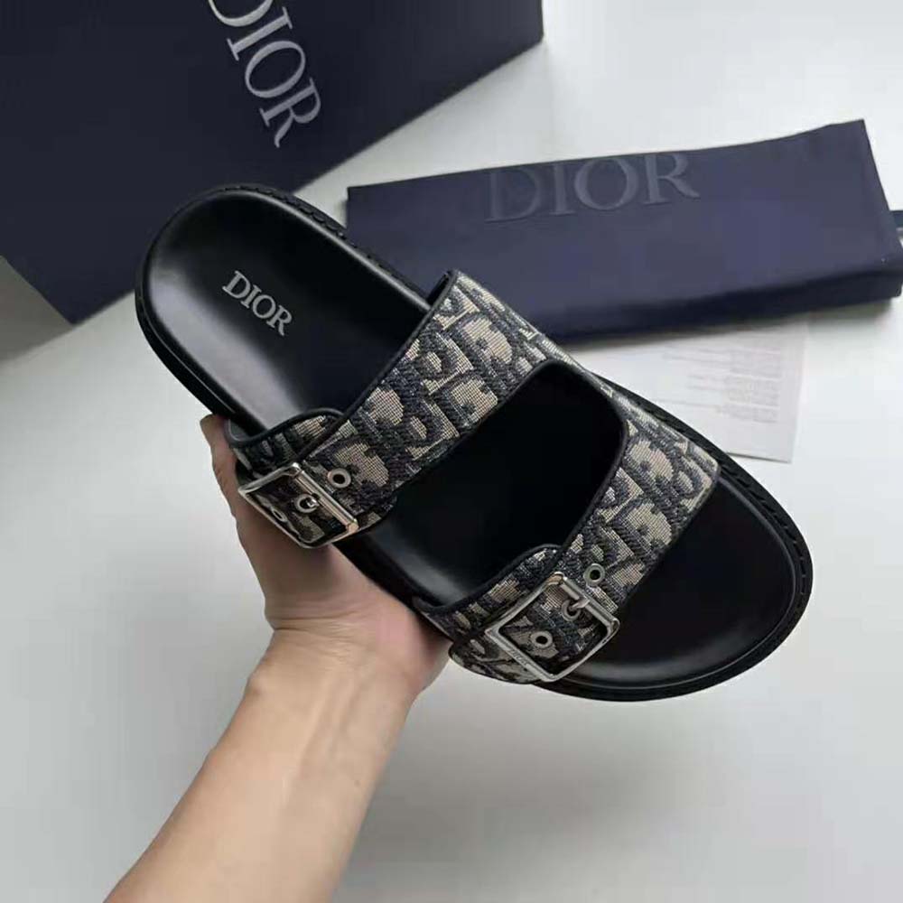 Dior Men Aqua Sandal Beige and Black Dior Oblique Jacquard - image 9