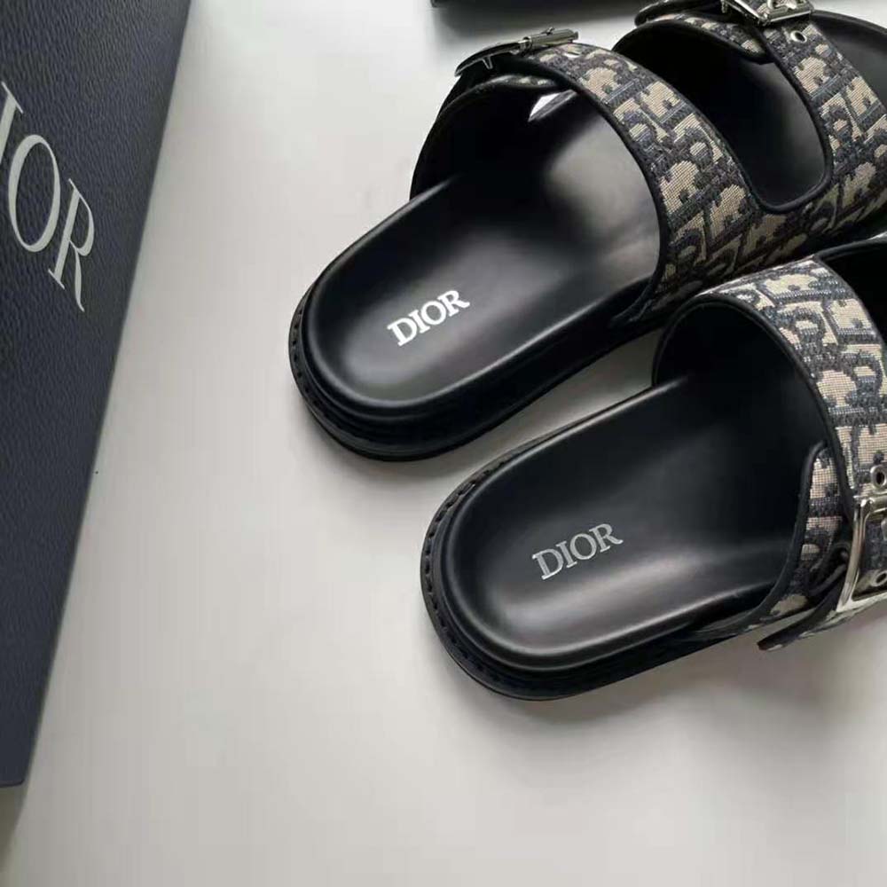 Dior Men Aqua Sandal Beige and Black Dior Oblique Jacquard - image 7