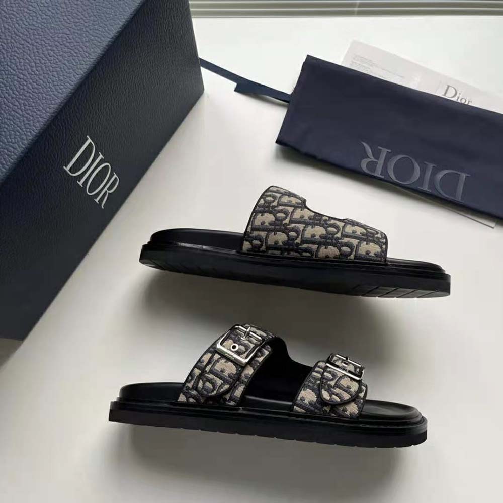 Dior Men Aqua Sandal Beige and Black Dior Oblique Jacquard - image 5