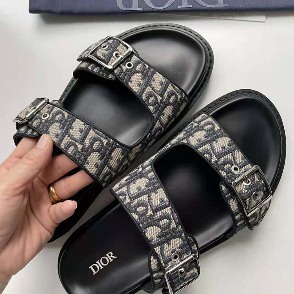 Dior Men Aqua Sandal Beige and Black Dior Oblique Jacquard - image 6
