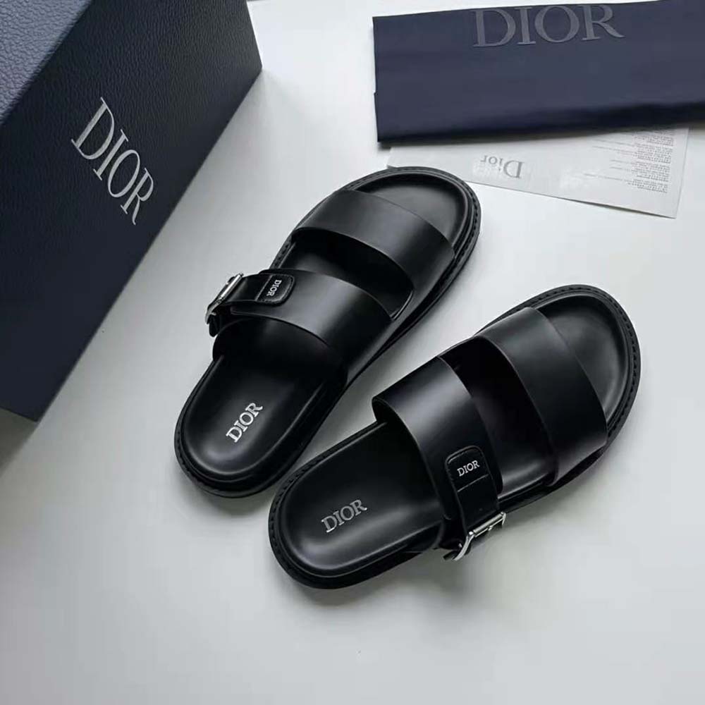 Top view showing sleek silhouette of Dior Men Aqua Sandal Black