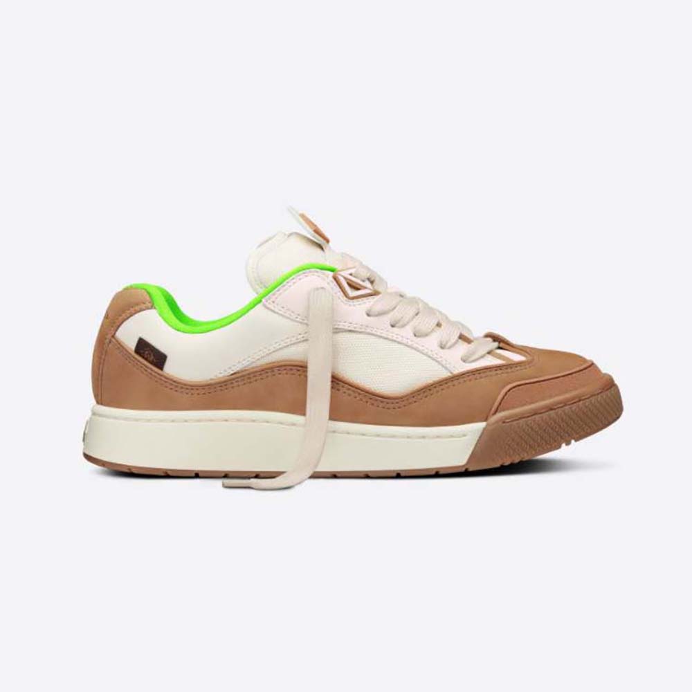 Side view of Dior Men B713 Cactus Jack Dior Sneaker showcasing brown leather