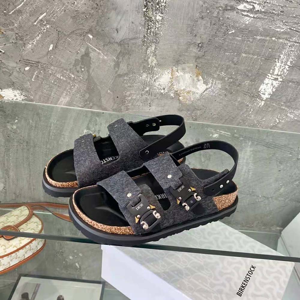 Dior Men By Birkenstock Milano Sandal Black Nubuck Calfskin - image 4