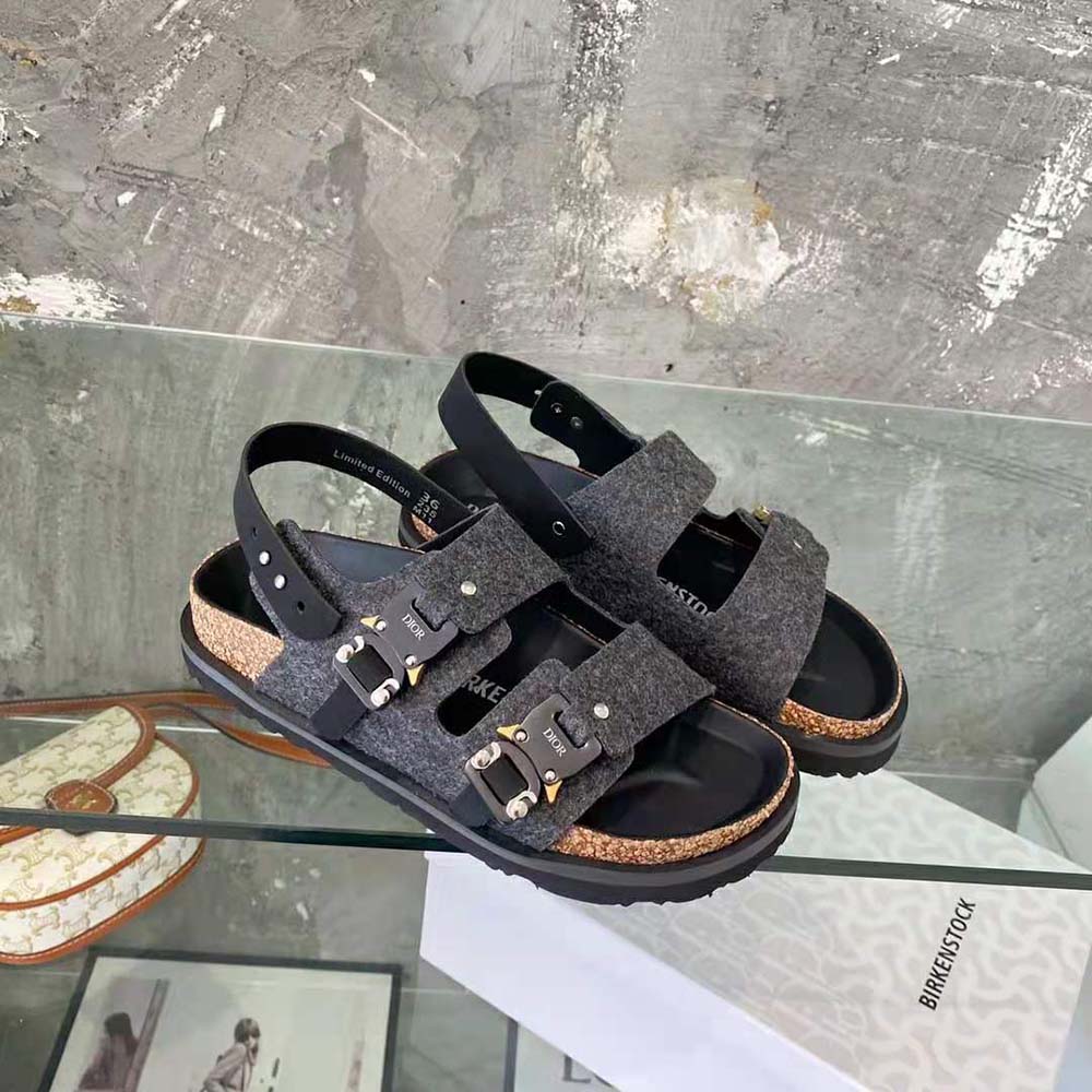 Top view showing adjustable straps on Dior Men By Birkenstock Milano Sandal