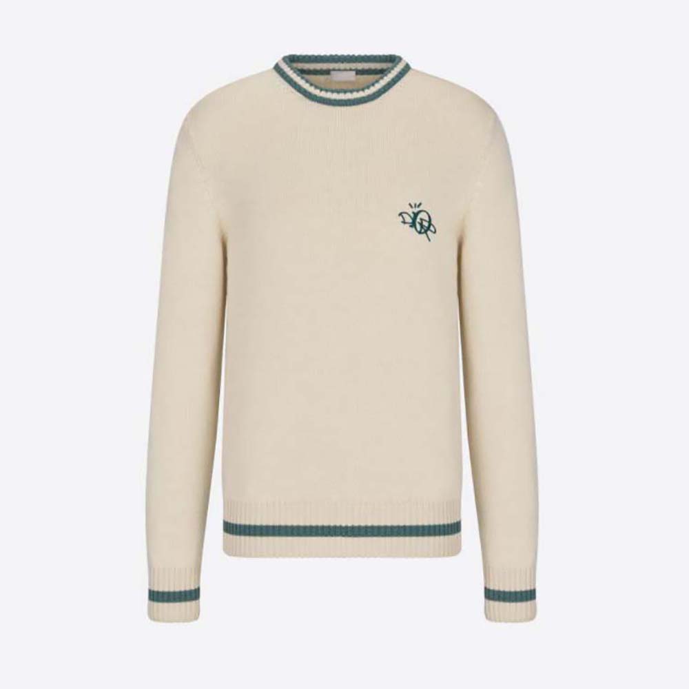 Front view of Dior Men Cactus Jack Dior Sweater White Cashmere Jersey
