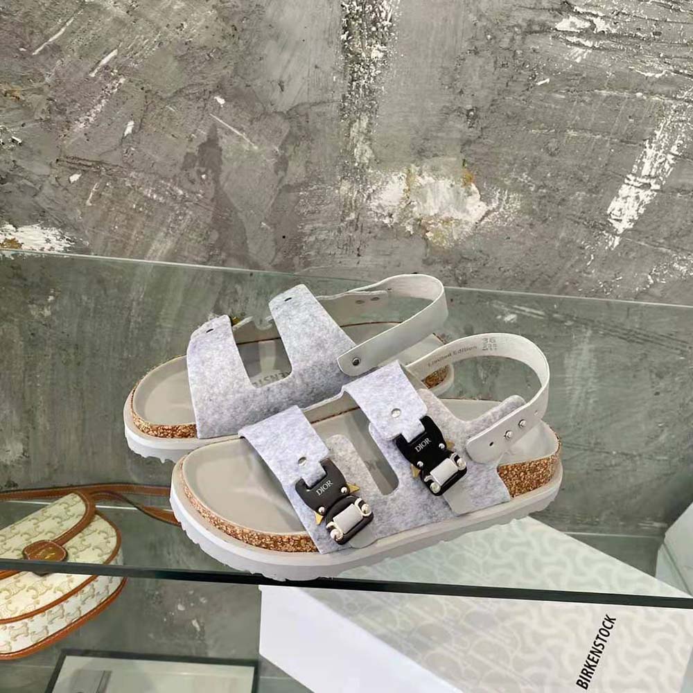 Dior Men Dior by Birkenstock Milano Sandal Dior Gray Felted Wool and Nubuck Calfskin - image 4