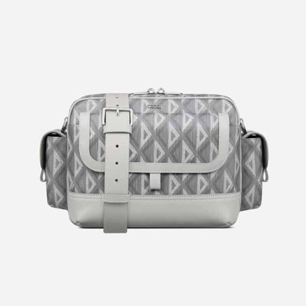 Front view of Dior Men Hit the Road Messenger Bag Dior Gray silver tone