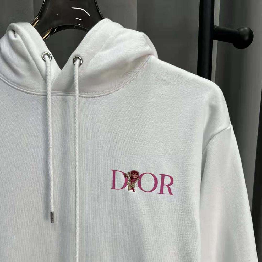 Dior Men Oversized Dior Jardin Hooded Sweatshirt White Cotton Fleece - image 6