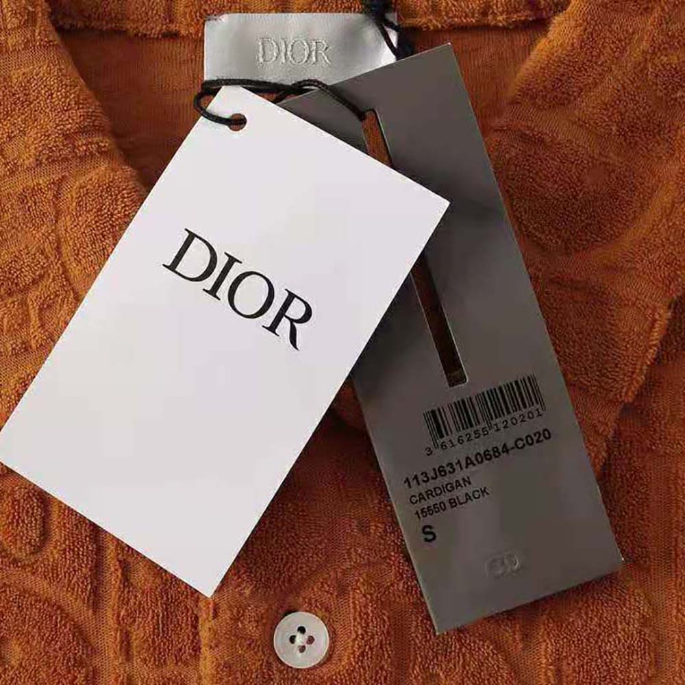 Dior Men Oversized Dior Oblique Polo Shirt Orange Terry Cotton Jacquard - image 8