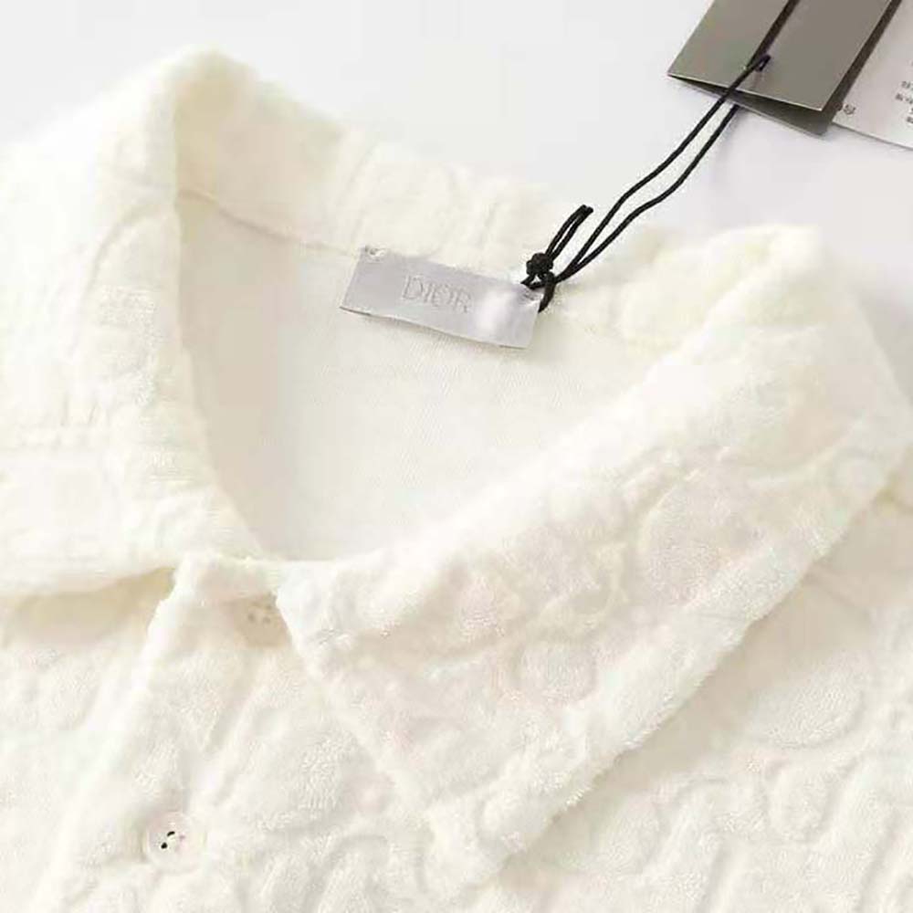 Dior Men Oversized Dior Oblique Polo Shirt White Terry Cotton Jacquard - image 4