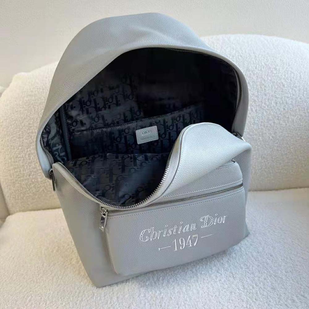 Dior Men Rider Backpack Dior Gray Grained Calfskin with ‘Christian Dior 1947’ Signature - image 8