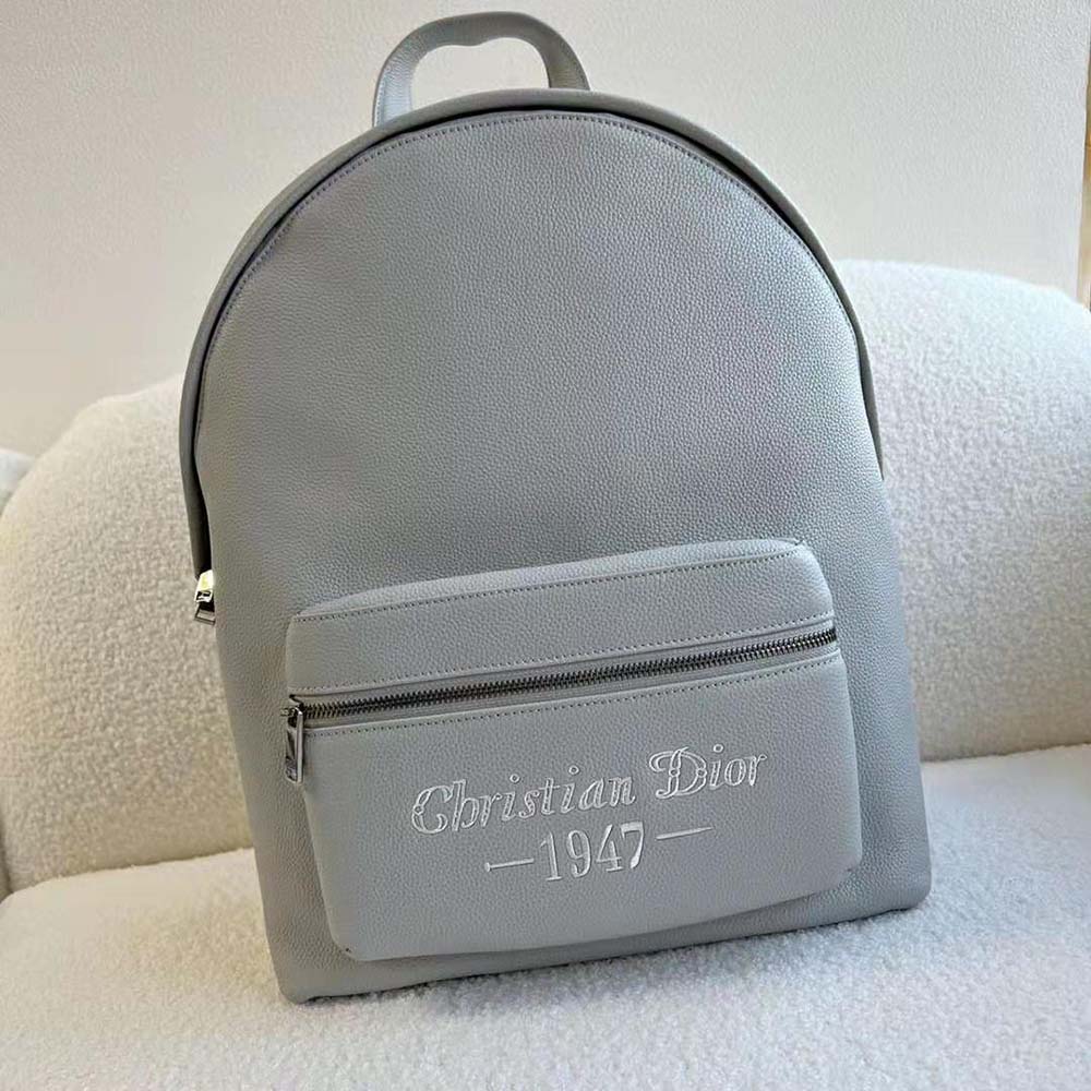 Dior Men Rider Backpack Dior Gray Grained Calfskin with ‘Christian Dior 1947’ Signature - image 4