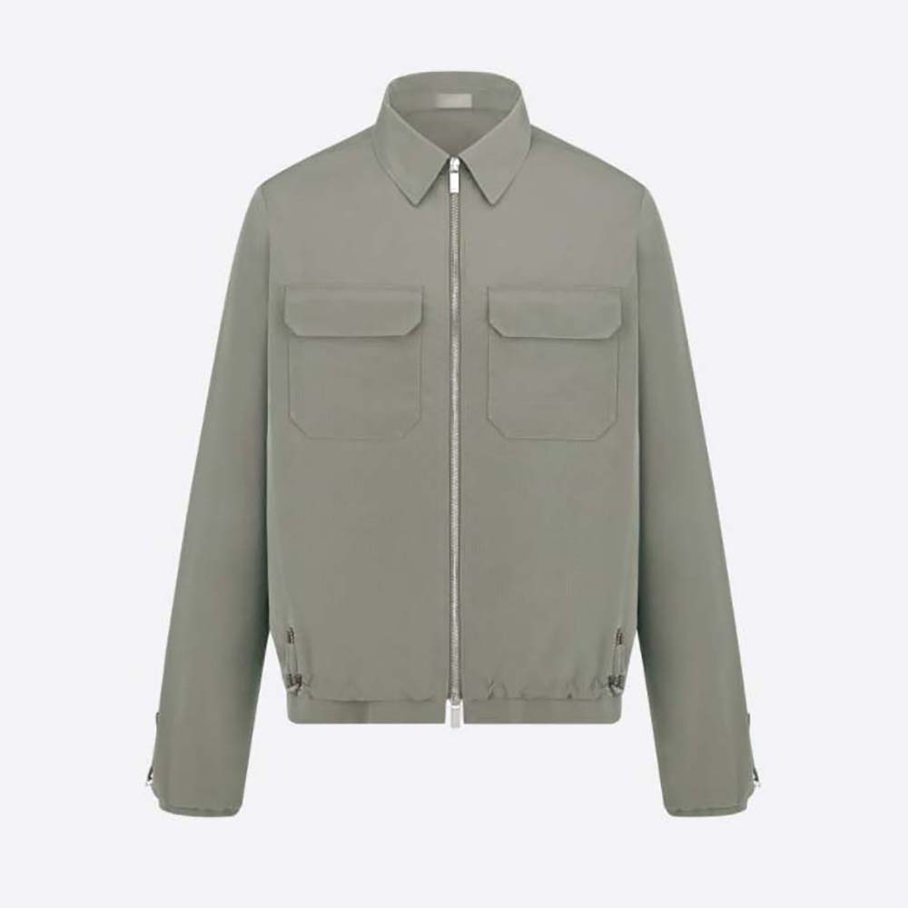 Front view of Dior Men Zipped Blouson Gray Technical Cotton Ripstop