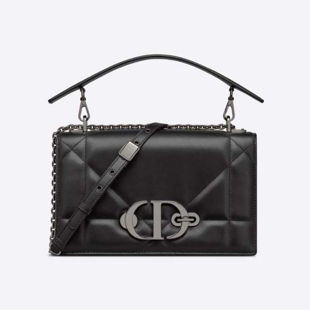 Front view of Dior Women 30 Montaigne Chain Bag in black lambskin