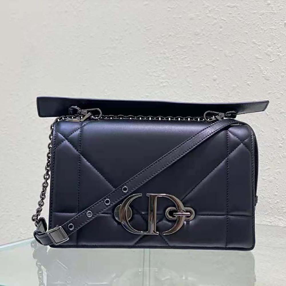 Close-up of Maxicannage quilting and silver hardware on Dior bag