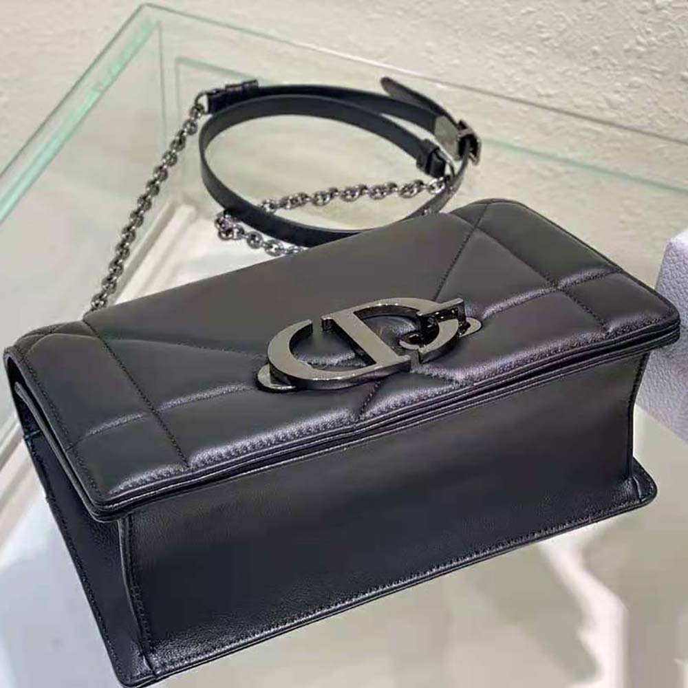 Dior Women 30 Montaigne Chain Bag with Handle Black Maxicannage Lambskin - image 5