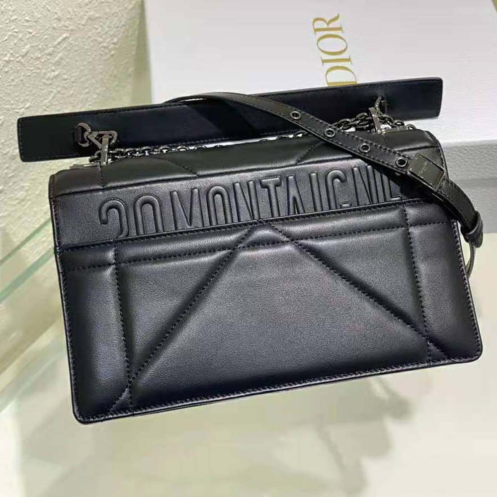 Dior Women 30 Montaigne Chain Bag with Handle Black Maxicannage Lambskin - image 4
