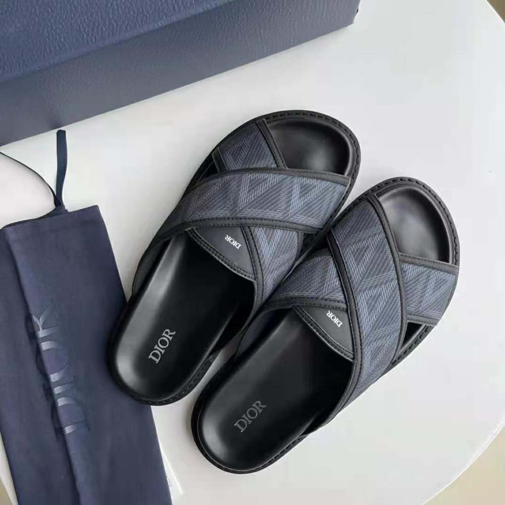 Dior Men Aqua Sandal Black CD Diamond Canvas - image 5