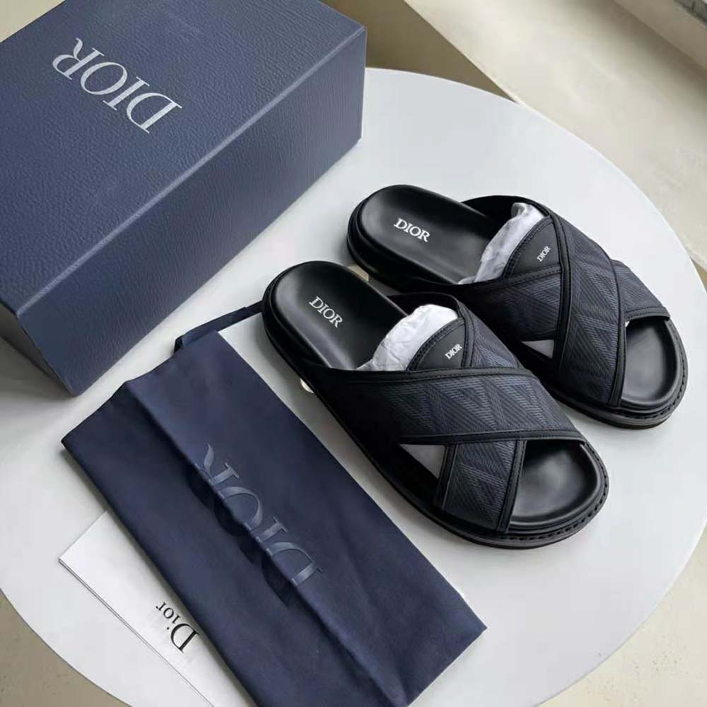 Top view showing open-toe design of Dior Men Aqua Sandal Black