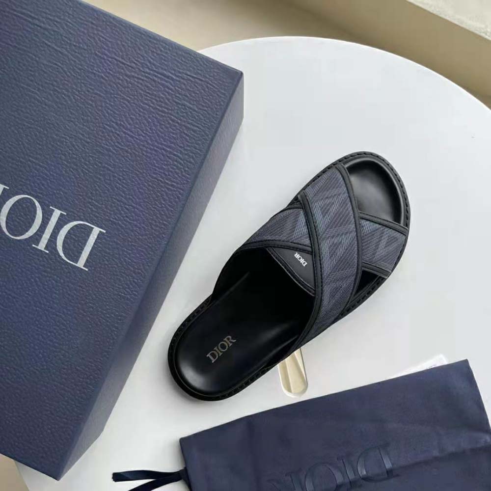 Dior Men Aqua Sandal Black CD Diamond Canvas - image 7