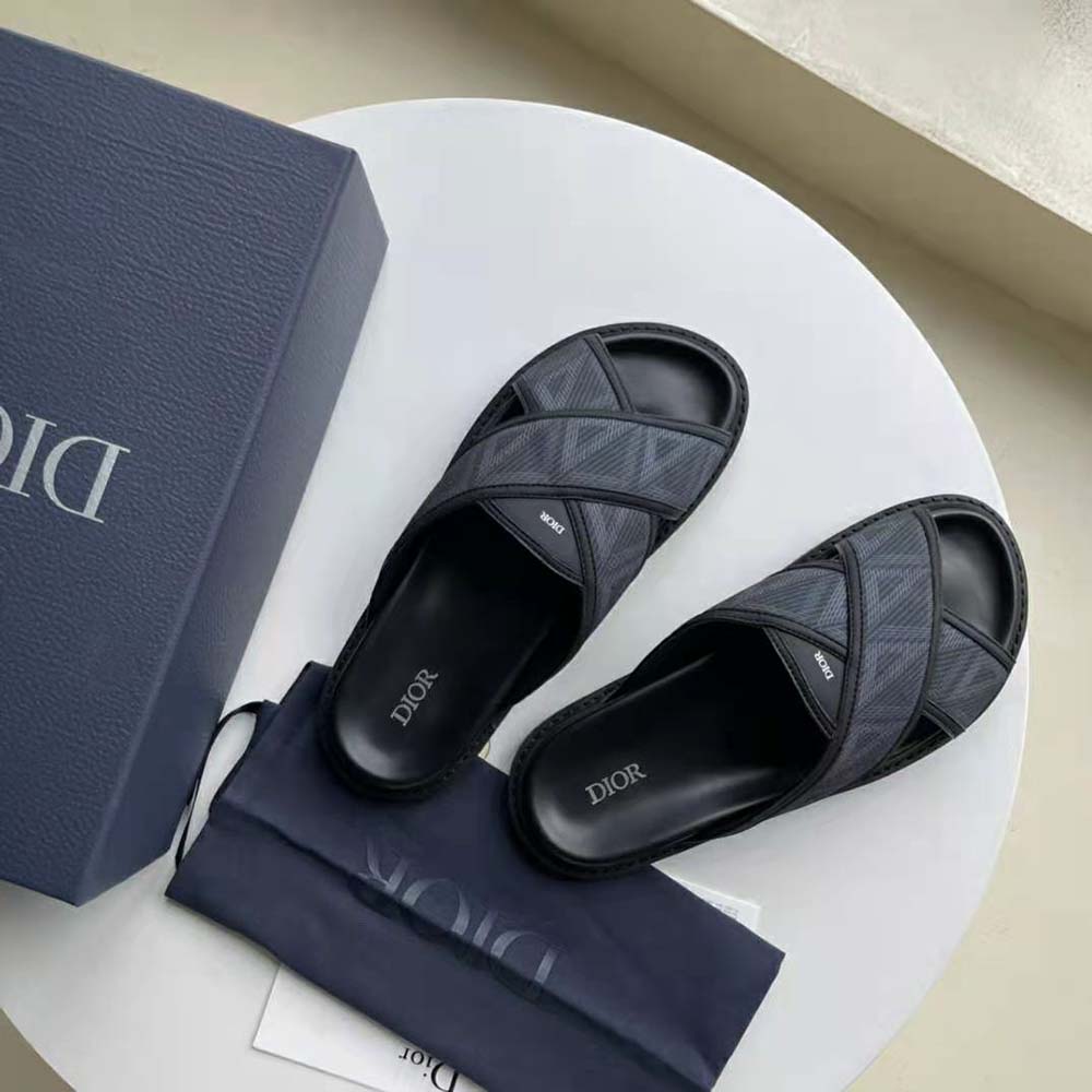 Dior Men Aqua Sandal Black CD Diamond Canvas - image 4