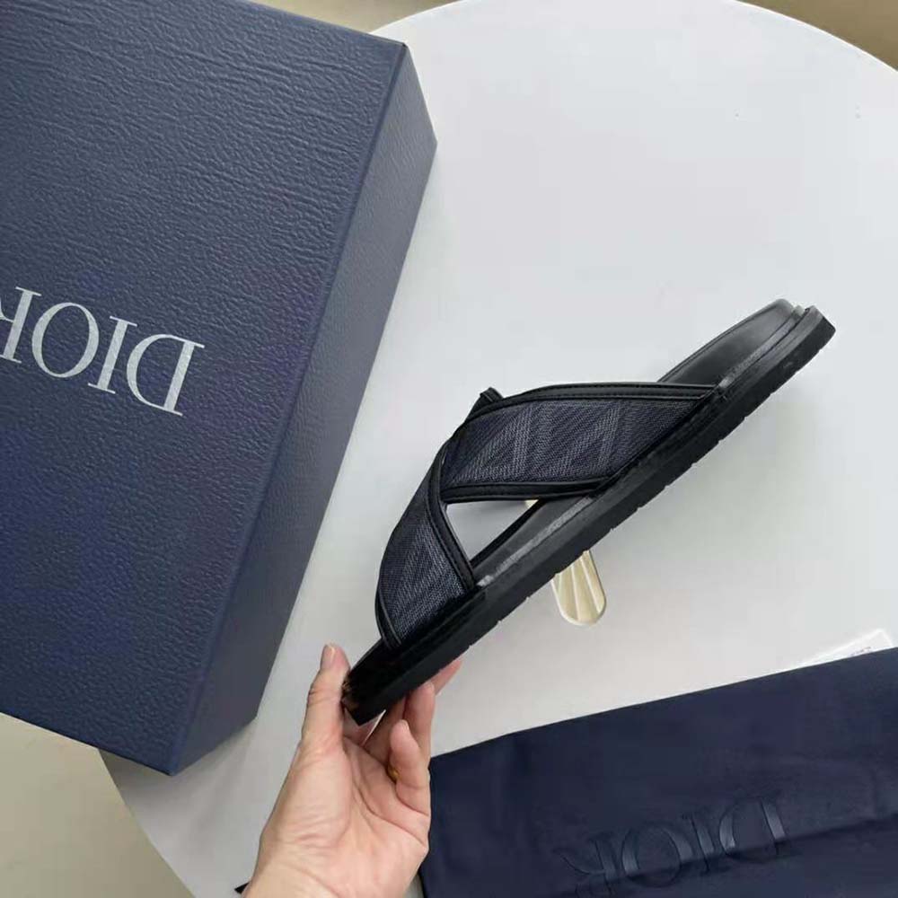 Dior Men Aqua Sandal Black CD Diamond Canvas - image 8