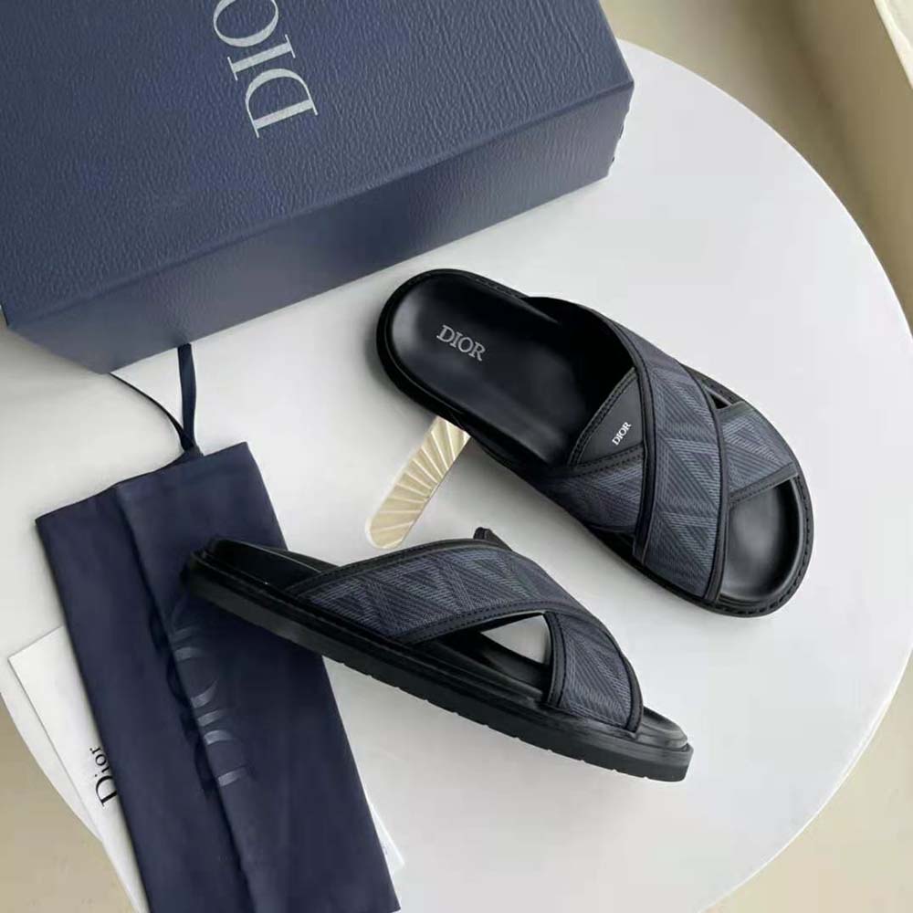 Dior Men Aqua Sandal Black CD Diamond Canvas - image 6