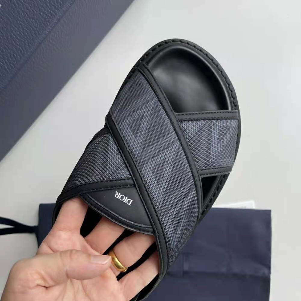 Dior Men Aqua Sandal Black CD Diamond Canvas - image 9