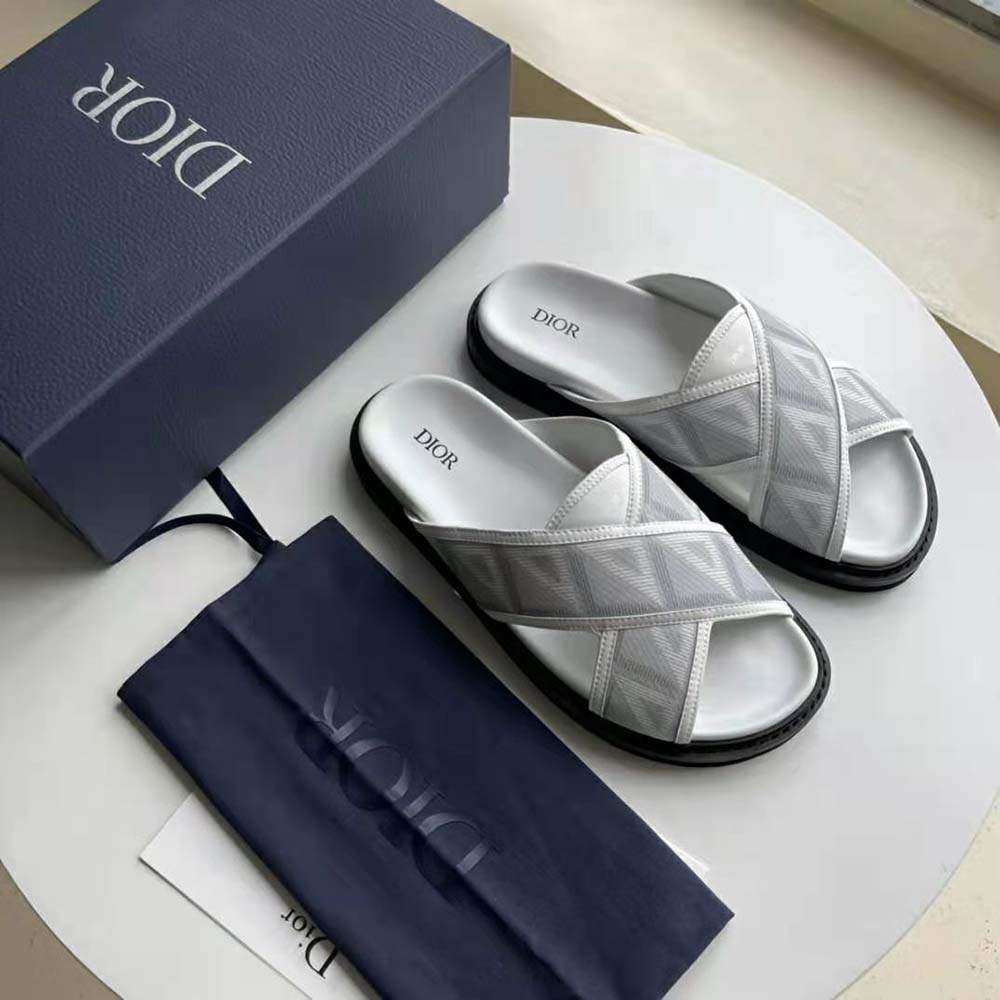 Side profile showing shape and canvas texture of Dior Men Aqua Sandal