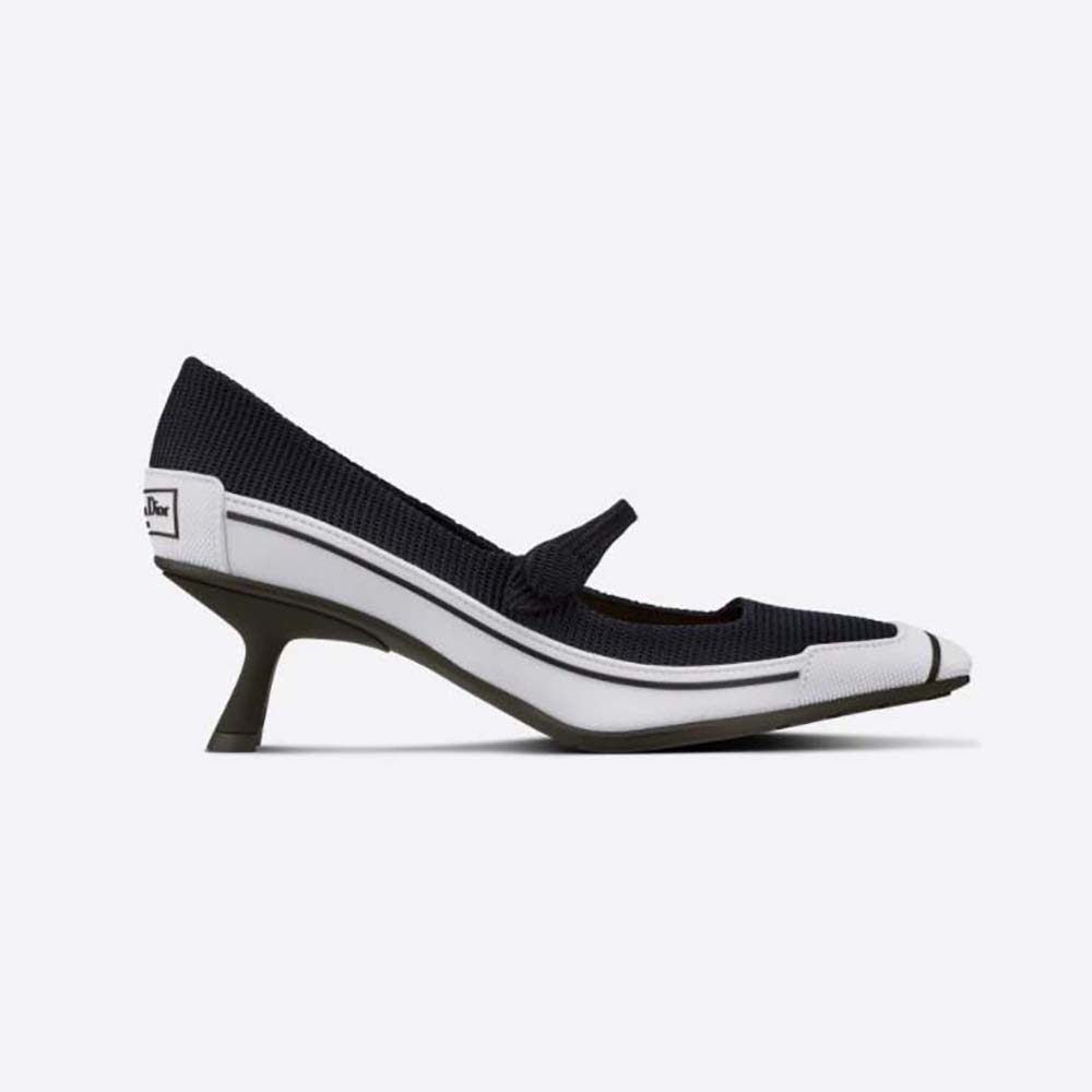 Side profile of Dior Women D-Motion Pump black technical fabric