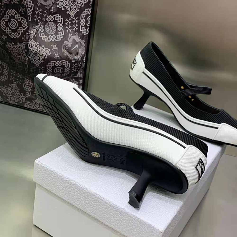 Dior Women D-Motion Pump Black Technical Fabric and White Rubber - image 7