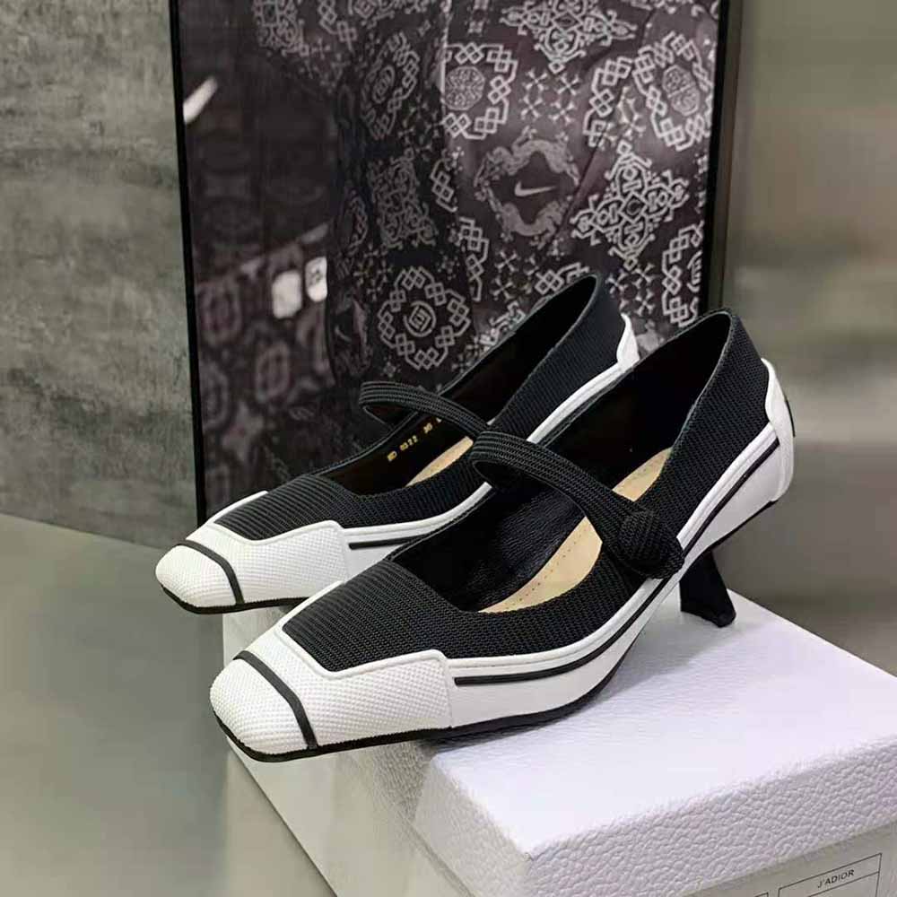 Dior Women D-Motion Pump Black Technical Fabric and White Rubber - image 4