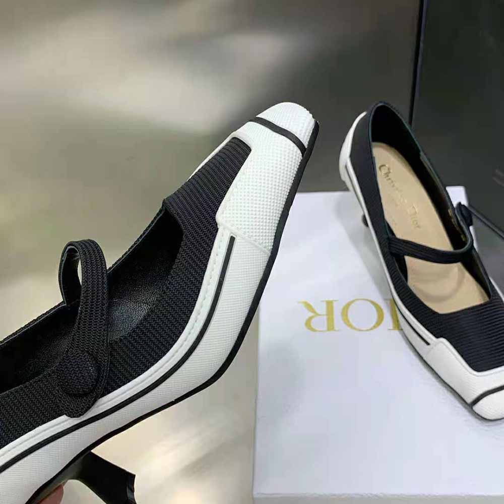 Dior Women D-Motion Pump Black Technical Fabric and White Rubber - image 9