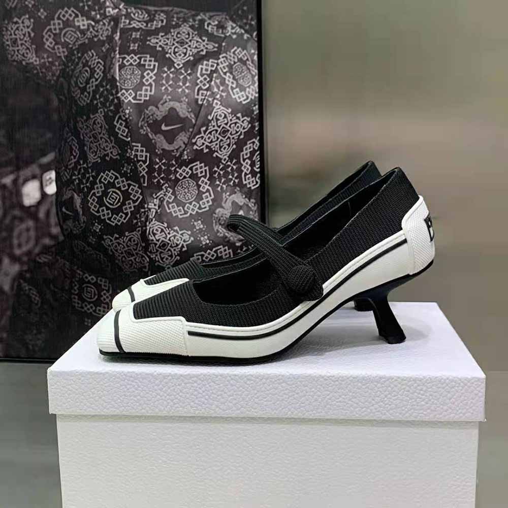 Dior Women D-Motion Pump Black Technical Fabric and White Rubber - image 6